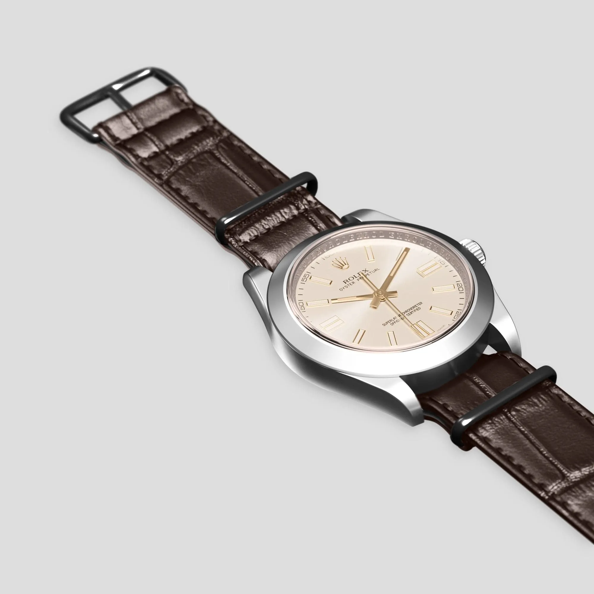 NATO Strap For Rolex Oyster Perpetual 36mm In Alligator