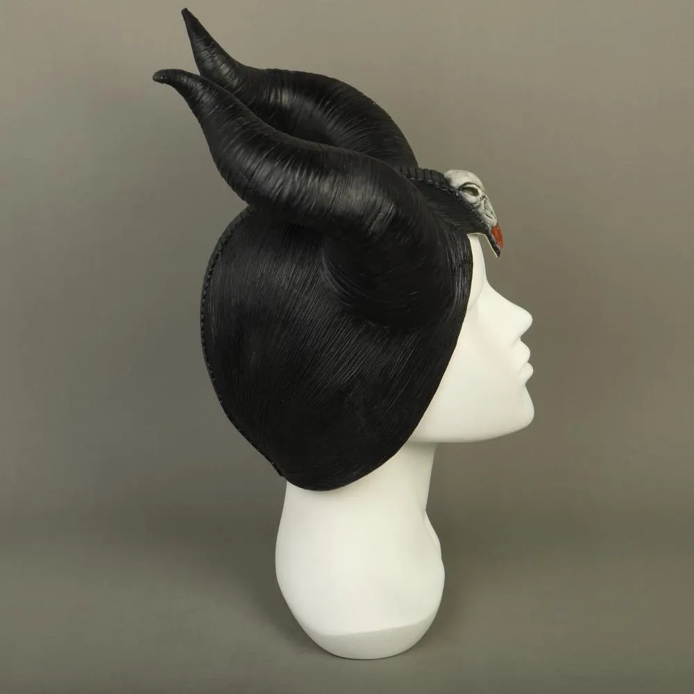 New 2019 Maleficent 2 Hat Deluxe Horns Evil Black Queen Headpiece Latex Cosplay Angelina Jolie Halloween Party Props