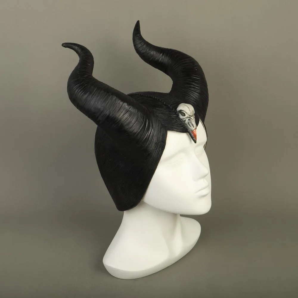 New 2019 Maleficent 2 Hat Deluxe Horns Evil Black Queen Headpiece Latex Cosplay Angelina Jolie Halloween Party Props