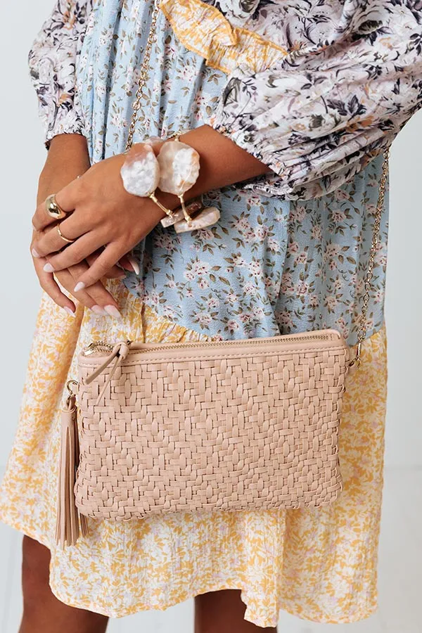 New Attention Woven Clutch In Pink