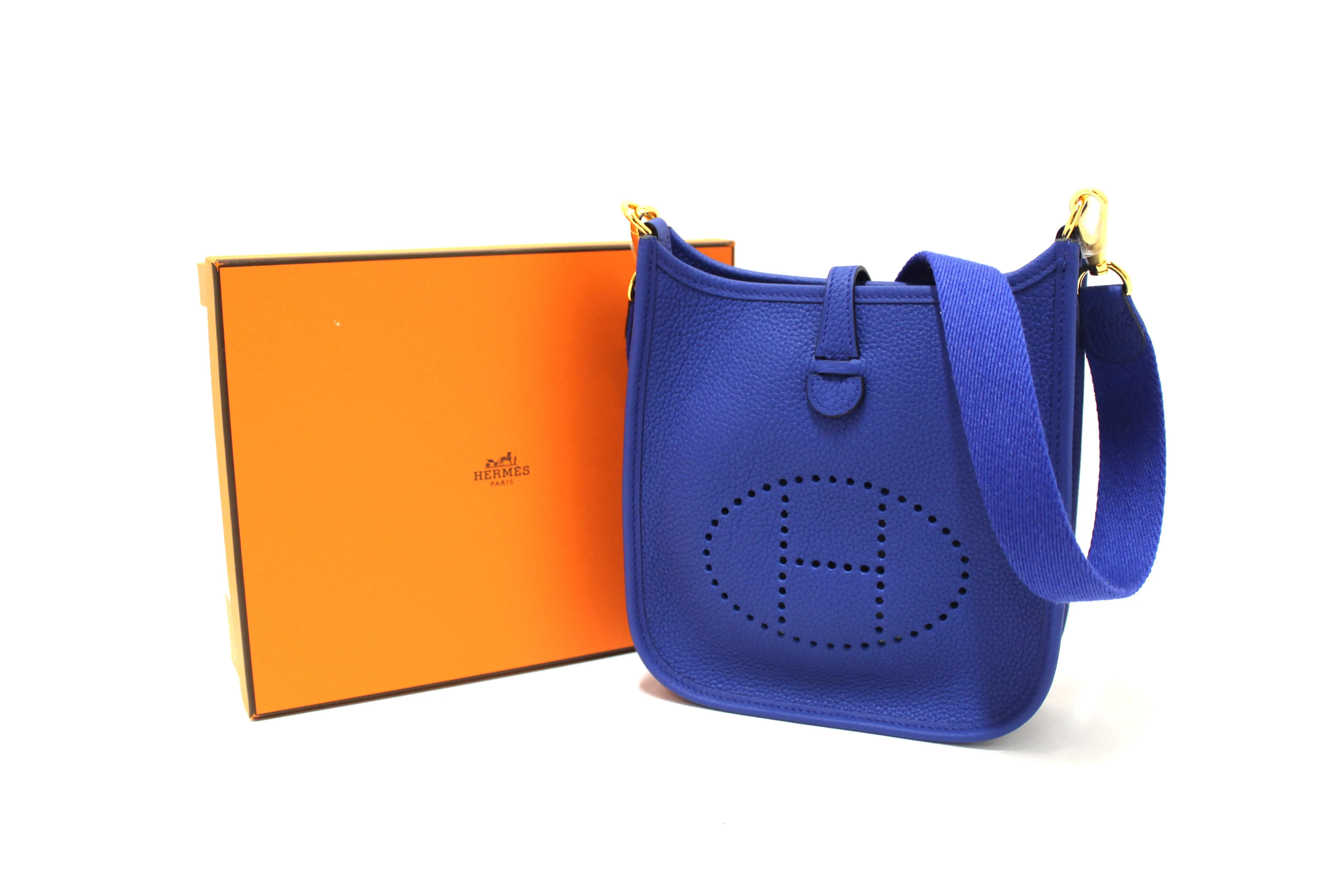 NEW Authentic Hermes Blue Clemence Leather Evelyne 16 Amazone TPM Bag