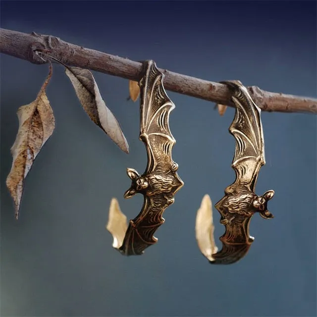 Pipistrello- the Goth Bat Shaped Hoop Earrings 2 Colors