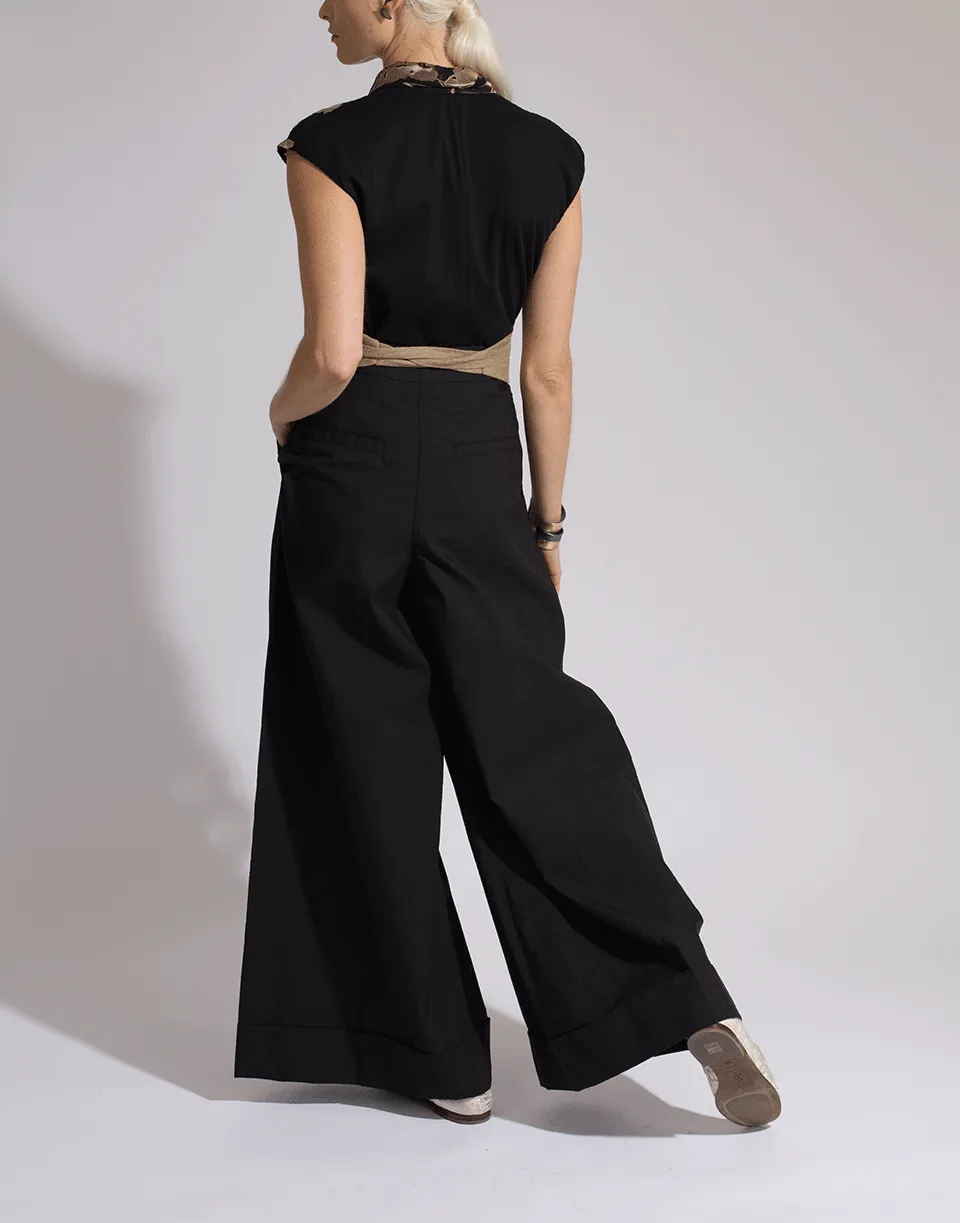 Pleated Crinkle Full Cuffed Pant