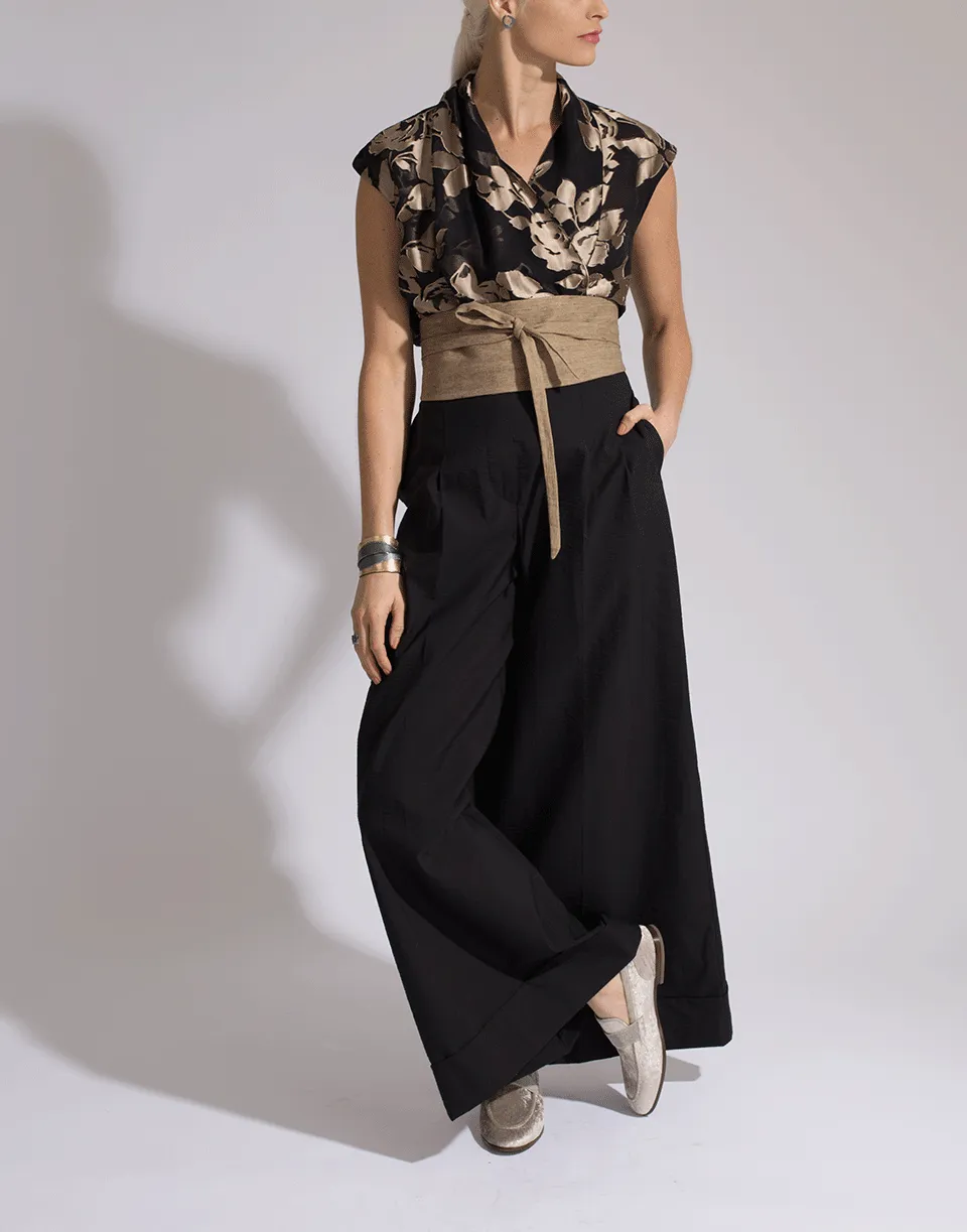 Pleated Crinkle Full Cuffed Pant