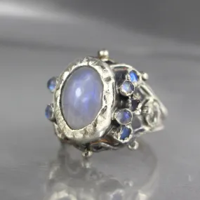 Rainbow Moonstone Queen Ring