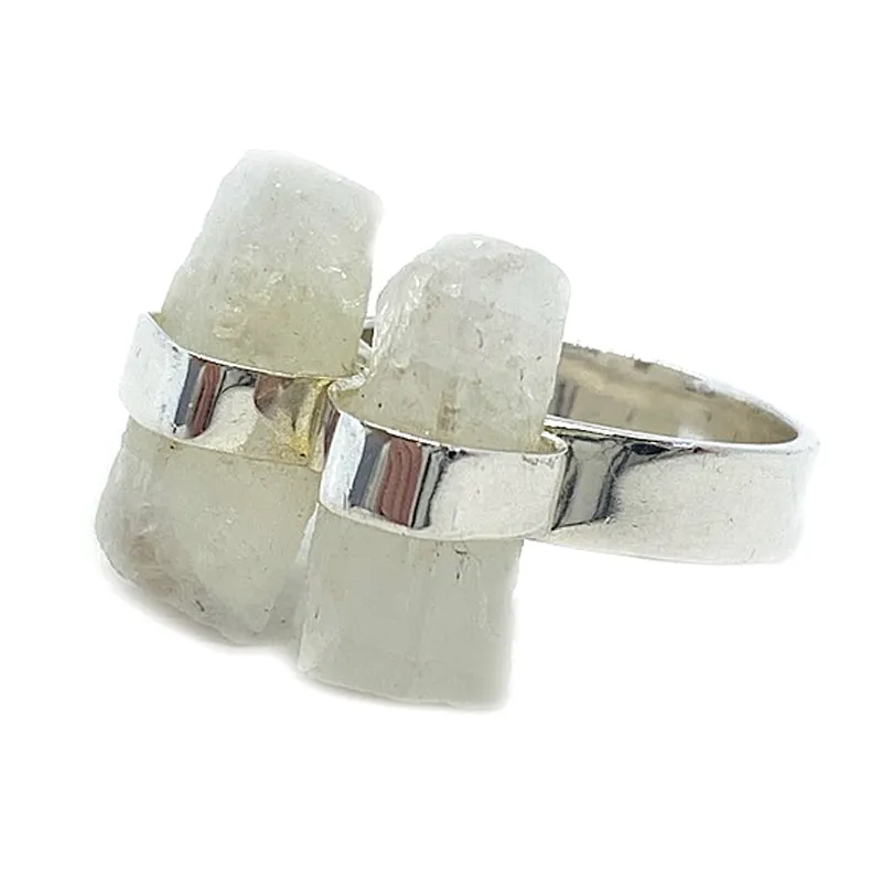 Raw Moonstone Gypsy Silver Ring