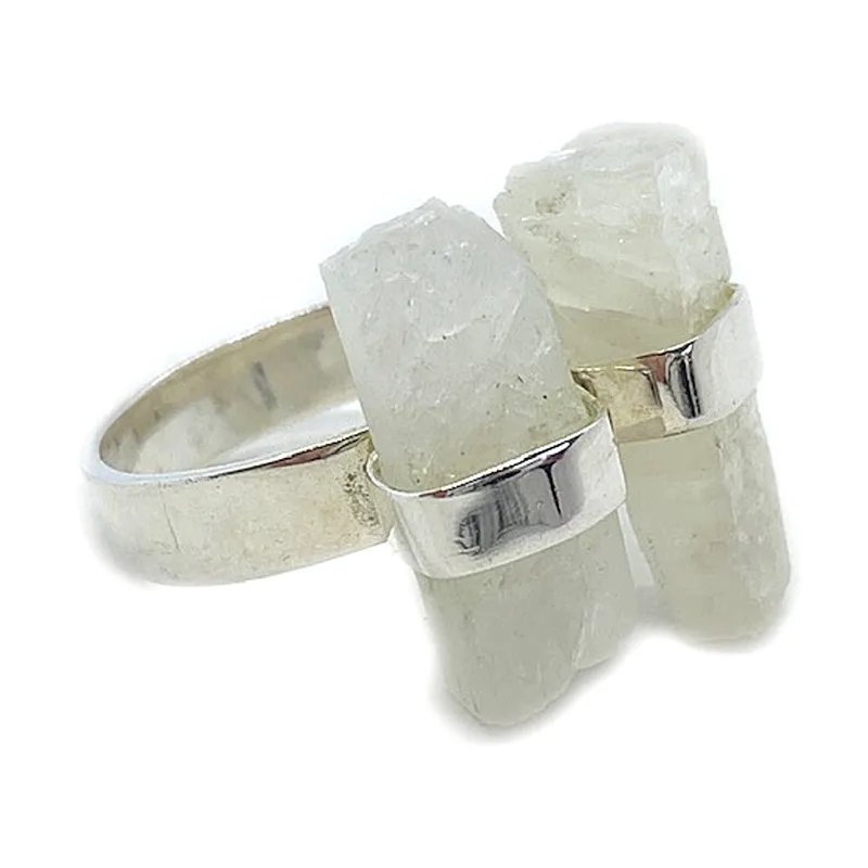 Raw Moonstone Gypsy Silver Ring