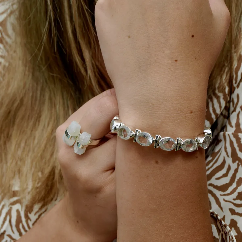 Raw Moonstone Gypsy Silver Ring