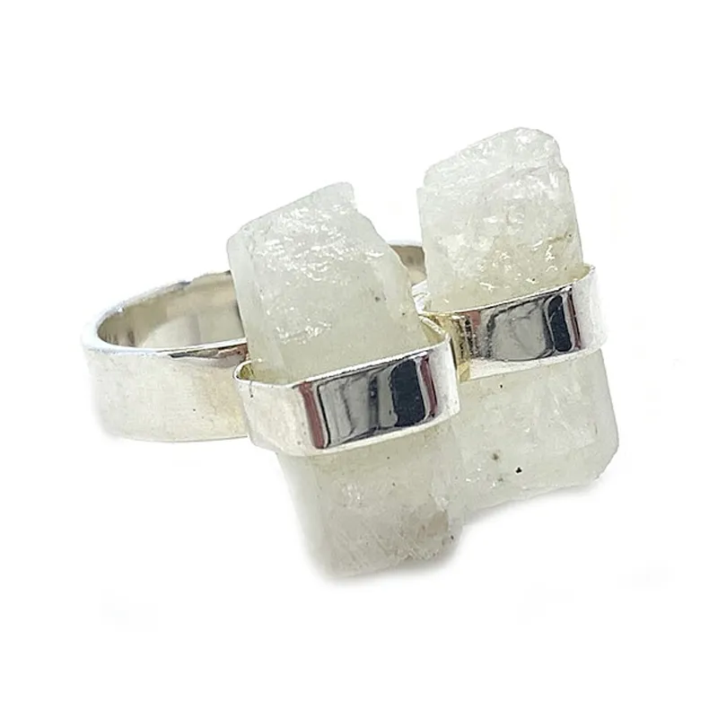 Raw Moonstone Gypsy Silver Ring