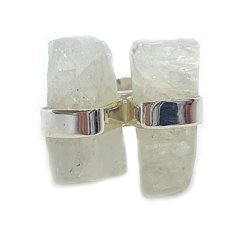 Raw Moonstone Gypsy Silver Ring