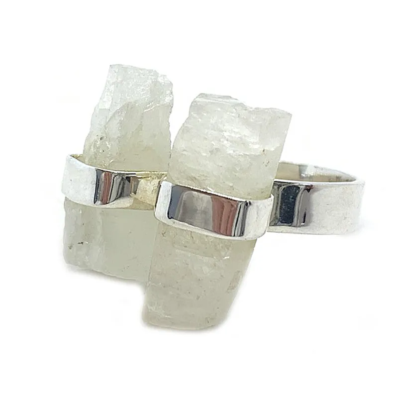 Raw Moonstone Gypsy Silver Ring