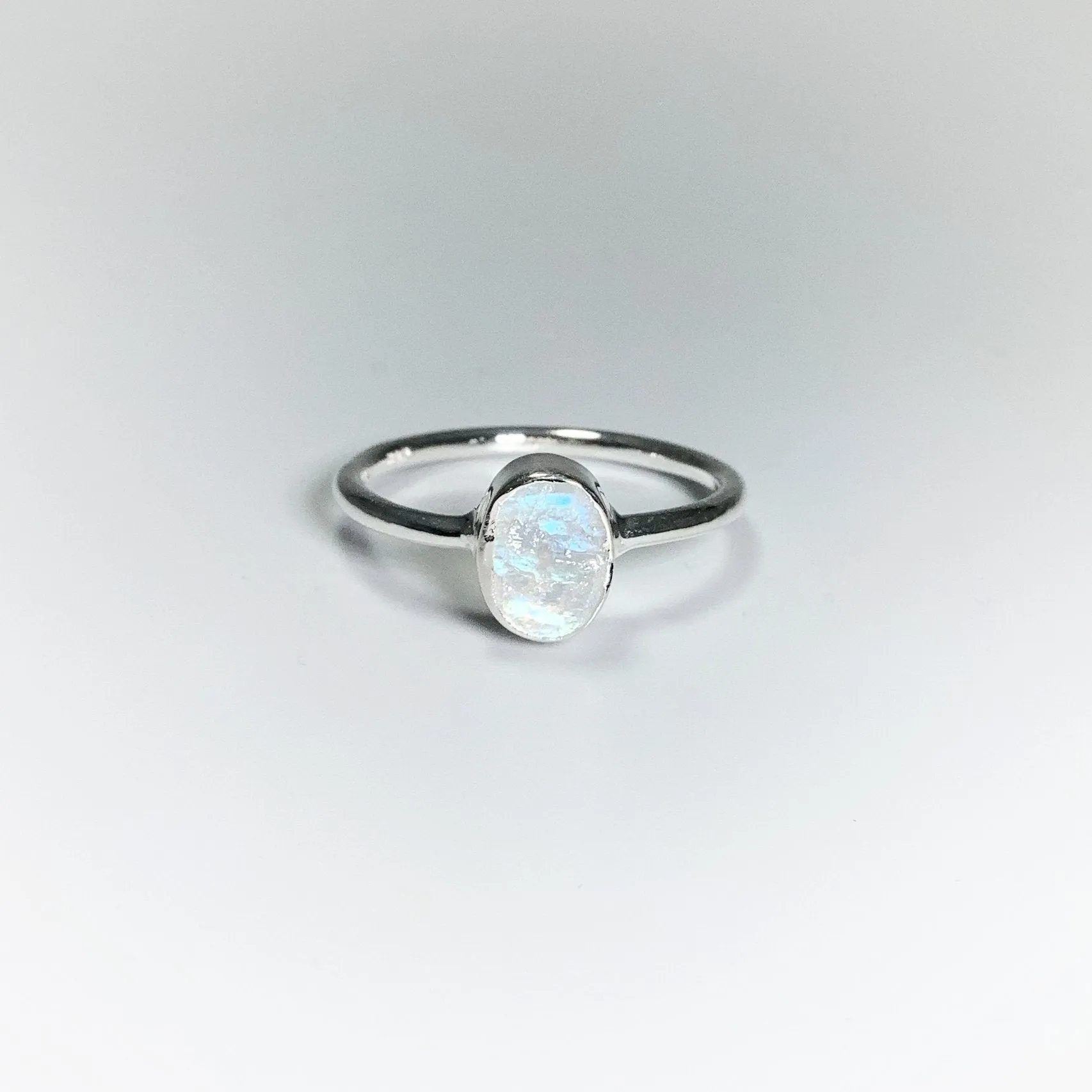 Raw Rainbow Moonstone Ring