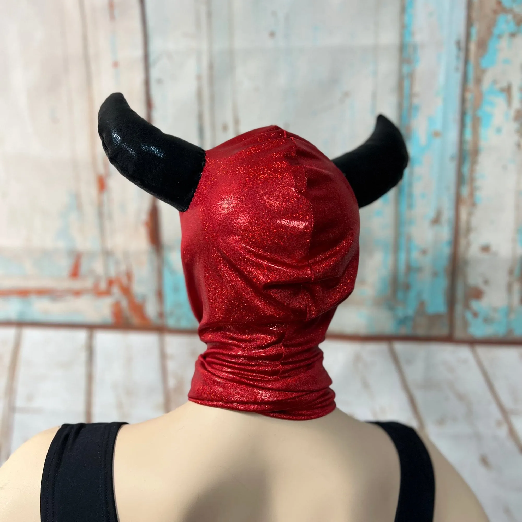 Red and Black Devil Bonnet Hood