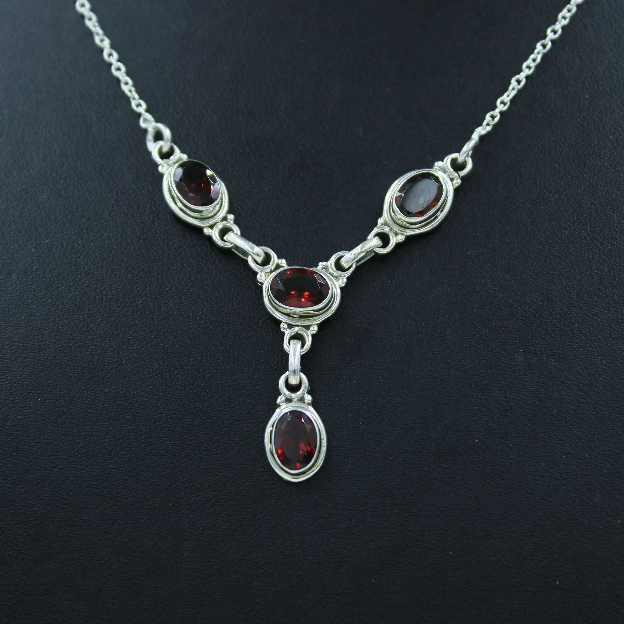 Red Garnet 925 Silver Necklace