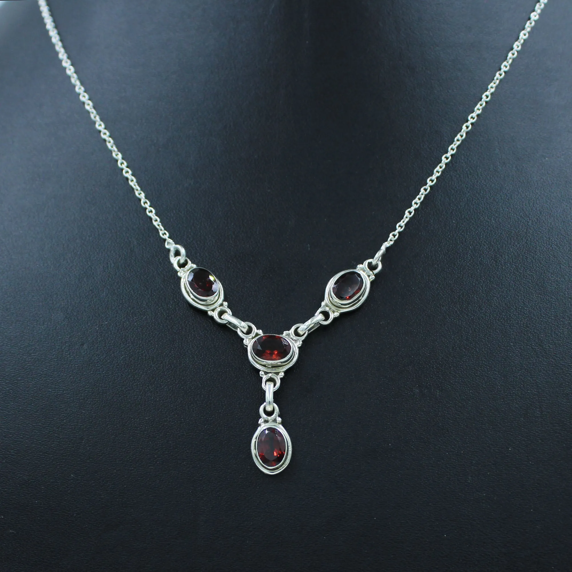 Red Garnet 925 Silver Necklace