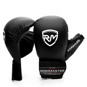 RingMaster Sports Synthetic Leather WKF Styled Karate Gloves Black