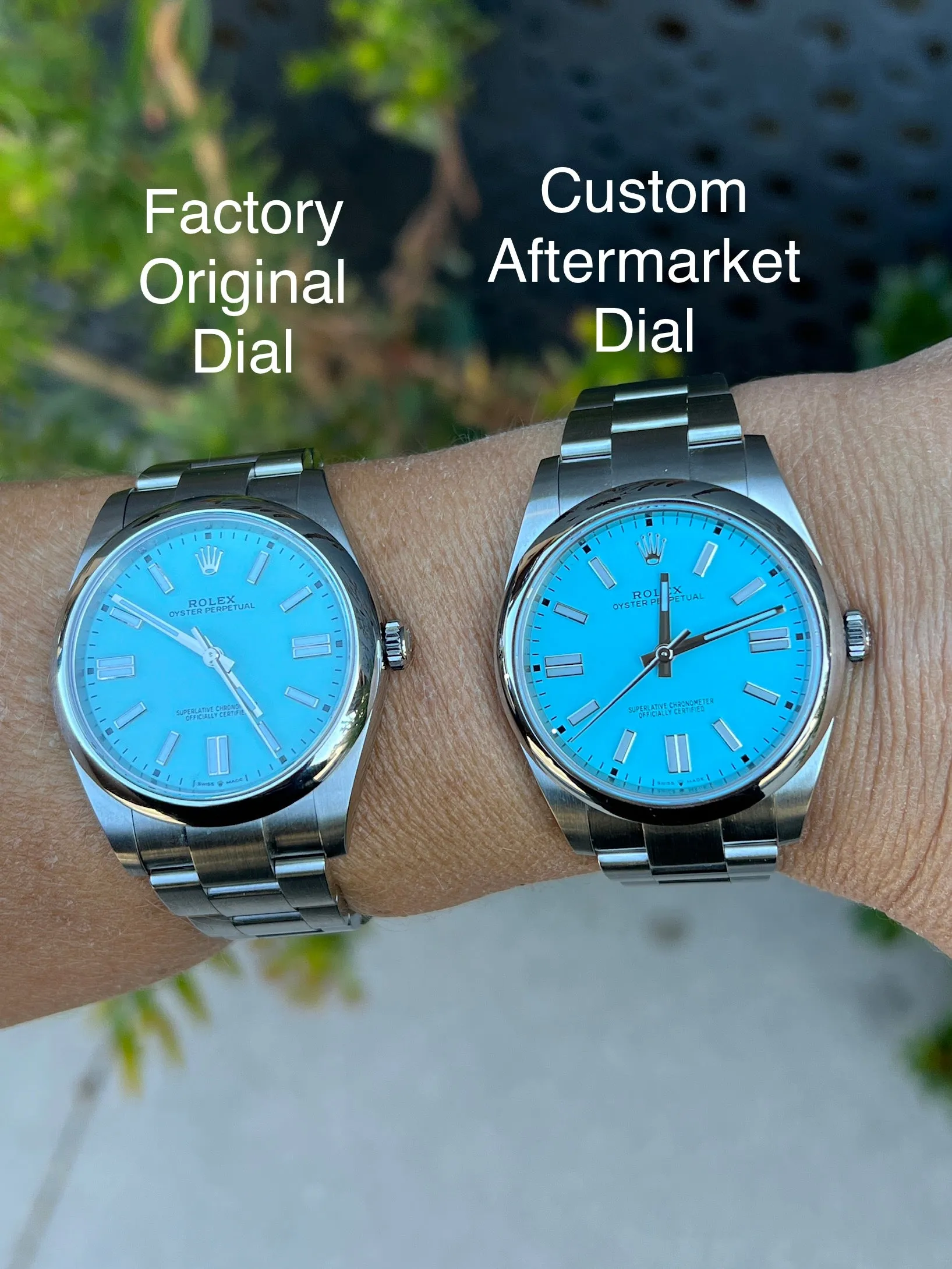 Rolex 41mm Oyster Perpetual 124300 Mens or Womens Watch.  Refinished Tiffany Blue Dial Mint Condition