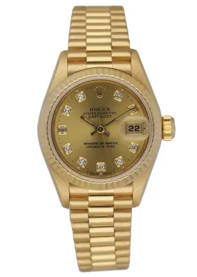 Rolex Datejust 69178 18K Yellow Gold Diamond Dial Ladies Watch