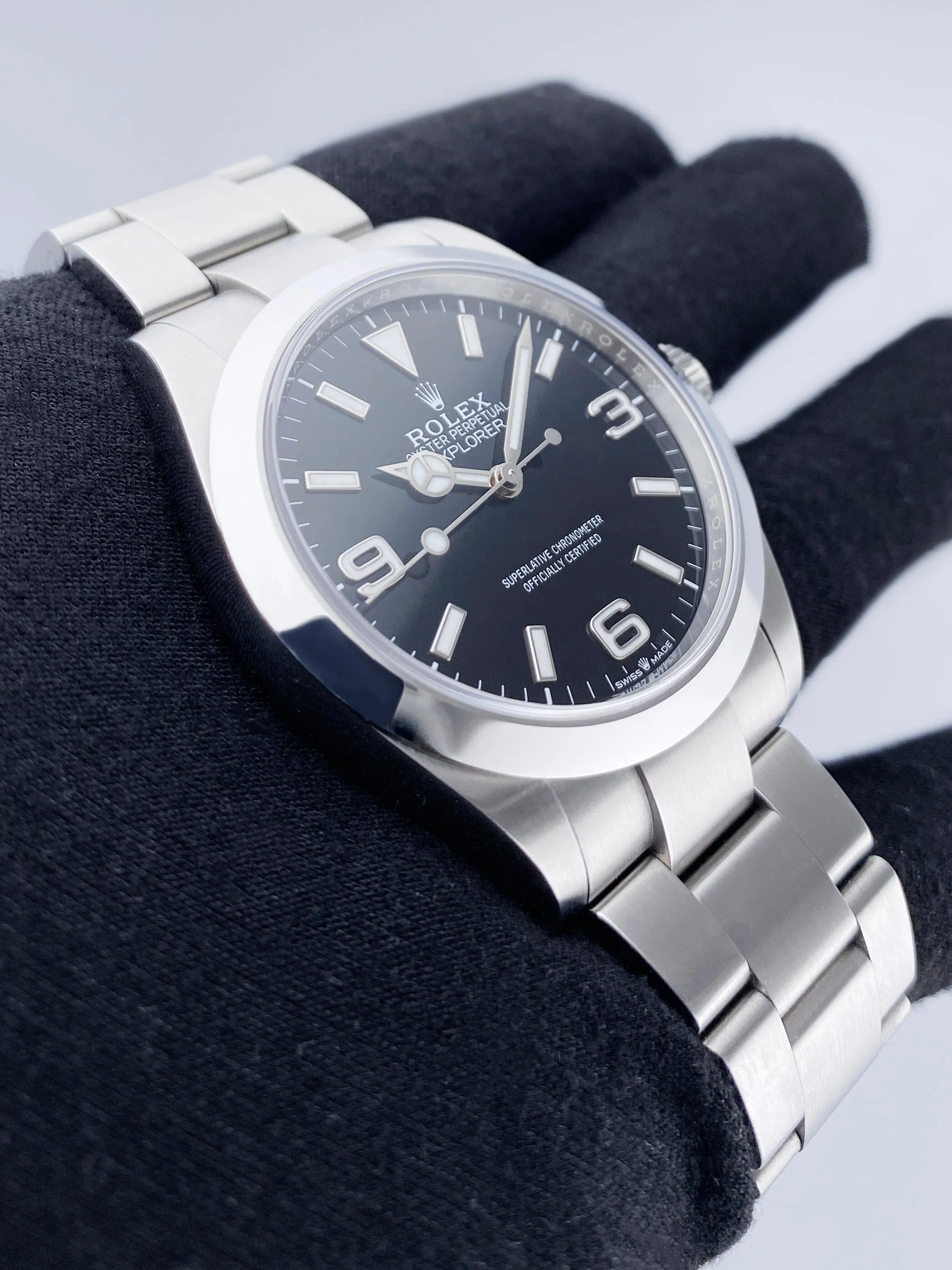 Rolex Explorer 40 224270 Black Dial Steel Mens Watch Box Papers