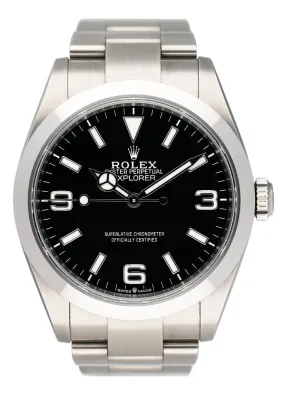 Rolex Explorer 40 224270 Black Dial Steel Mens Watch Box Papers