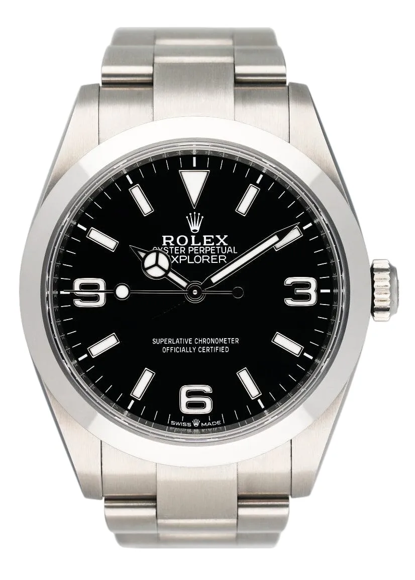 Rolex Explorer 40 224270 Black Dial Steel Mens Watch Box Papers