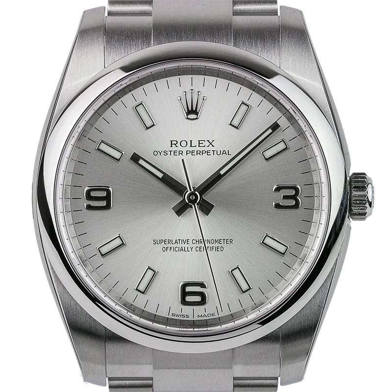 Rolex Oyster Perpetual 34mm Silver/Arab Oyster 114200