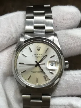 Rolex Oyster Perpetual Date 34mm 15000 Silver Dial Automatic Watch