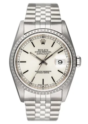 Rolex Oyster Perpetual Datejust 16220 Silver Dial Mens Watch.
