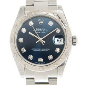 Rolex Oyster Perpetual Datejust 31 Automatic Chronometer Diamond Blue Dial Ladies Watch 178344BLDO