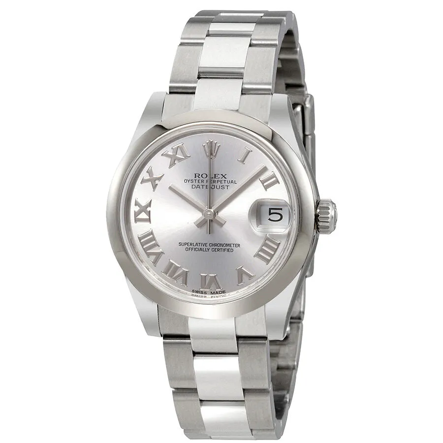 Rolex Oyster Perpetual Datejust Rhodium Dial Automatic Ladies Stainless Steel Watch 178240RRO