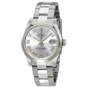 Rolex Oyster Perpetual Datejust Rhodium Dial Automatic Ladies Stainless Steel Watch 178240RRO