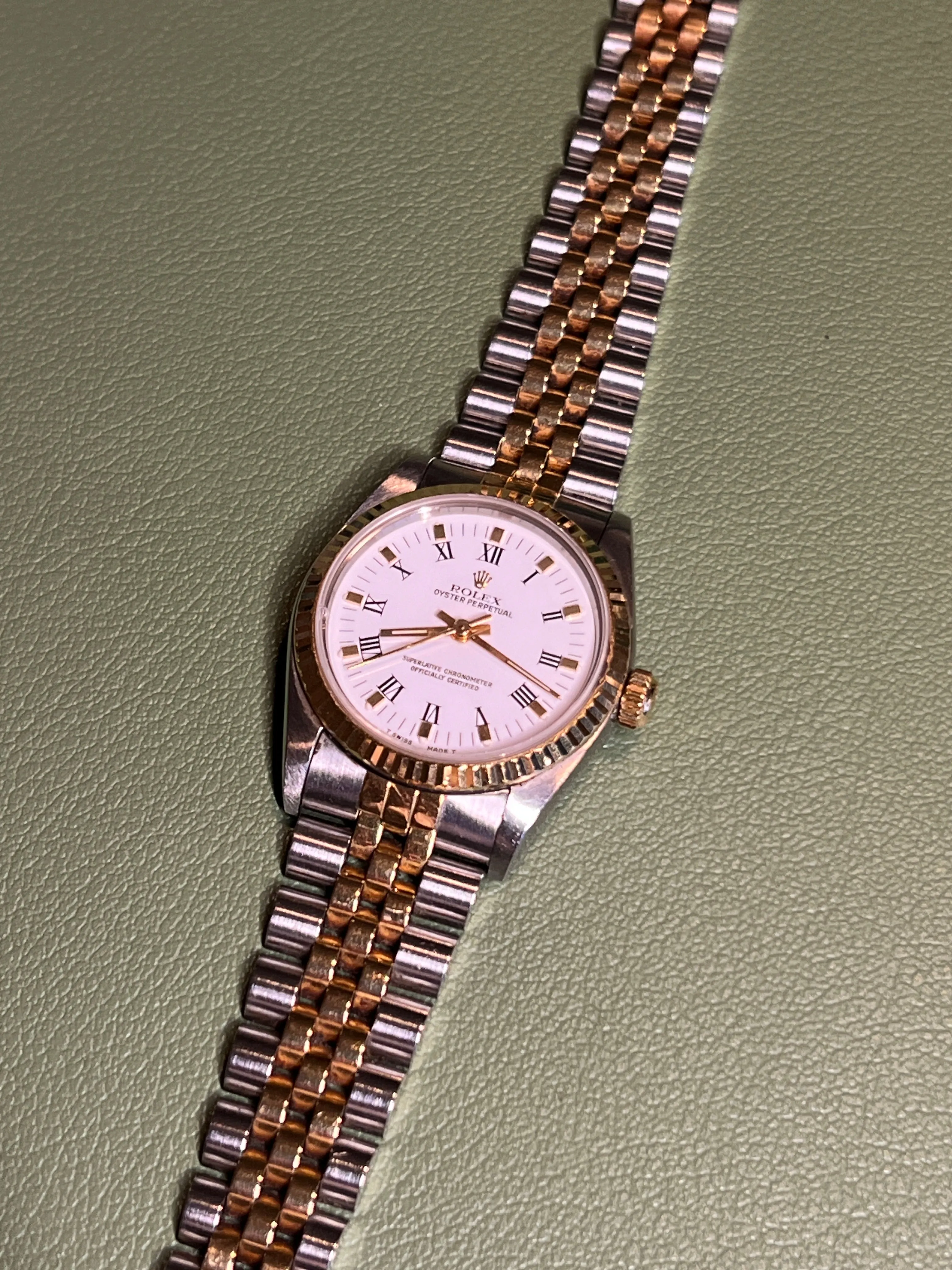 Rolex - Pre-owned Two Tone Yellow Gold Oyster Perpetual 31mm White Dial 67513