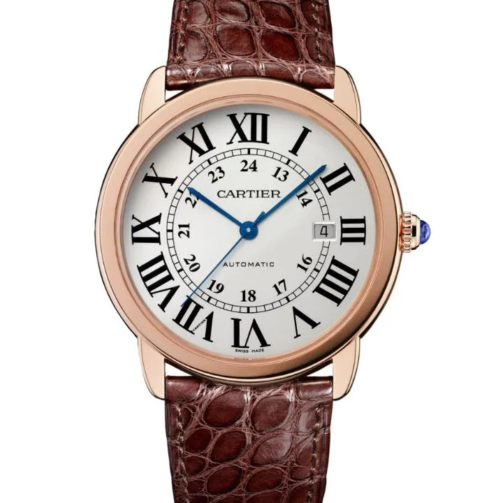 Ronde Solo de Cartier 42 mm Pink Gold Leather Strap Watch