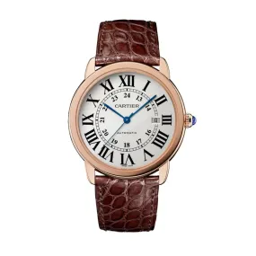 Ronde Solo de Cartier 42 mm Pink Gold Leather Strap Watch