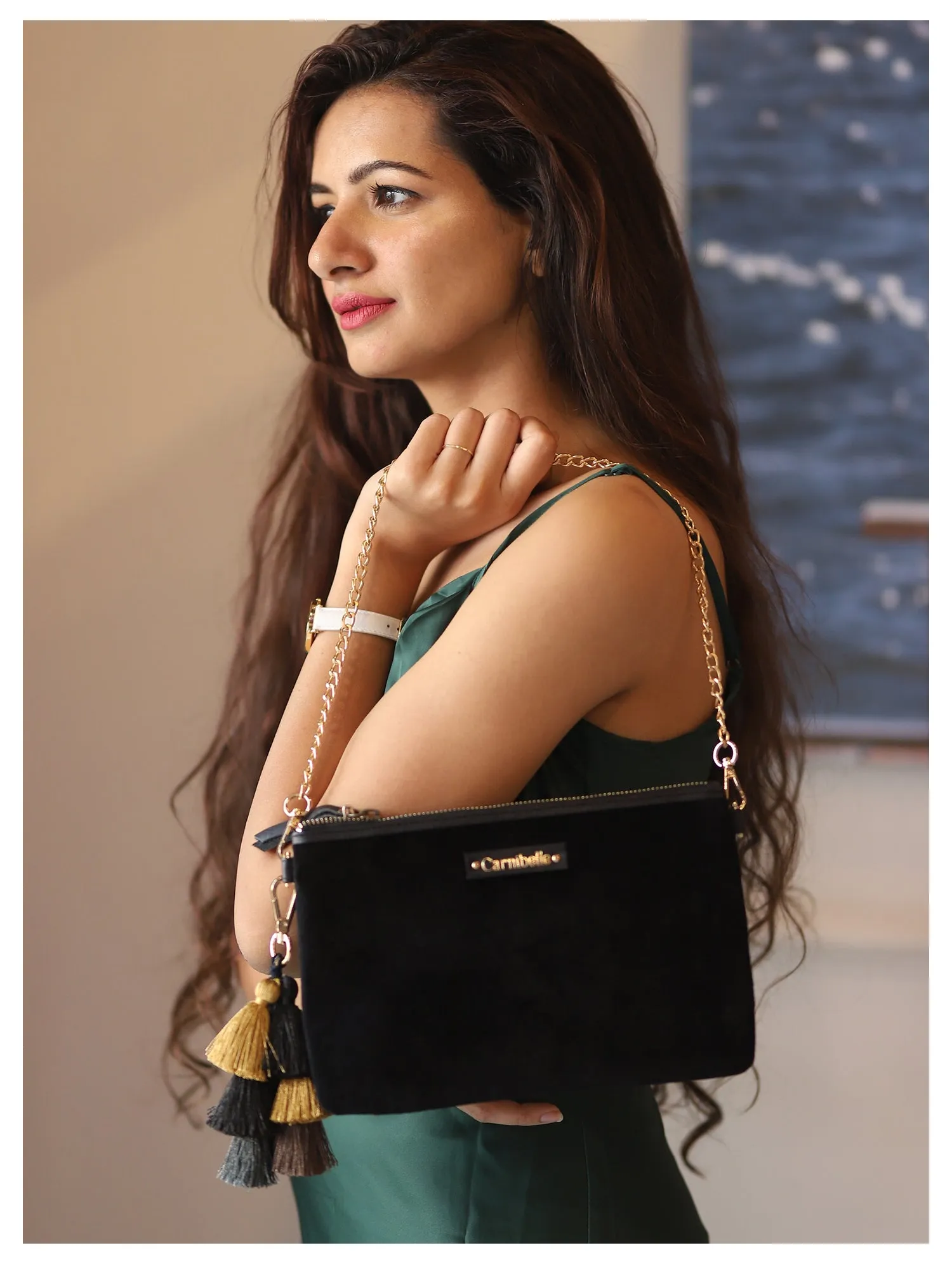 RUMI Tassel Clutch - Rich Classic Black