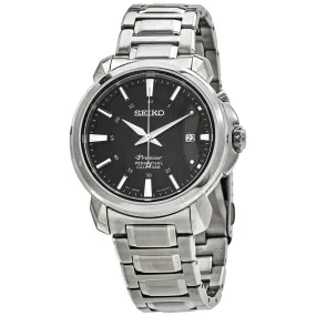 Seiko Premier Perpetual Quartz Black Dial Men's Watch SNQ159