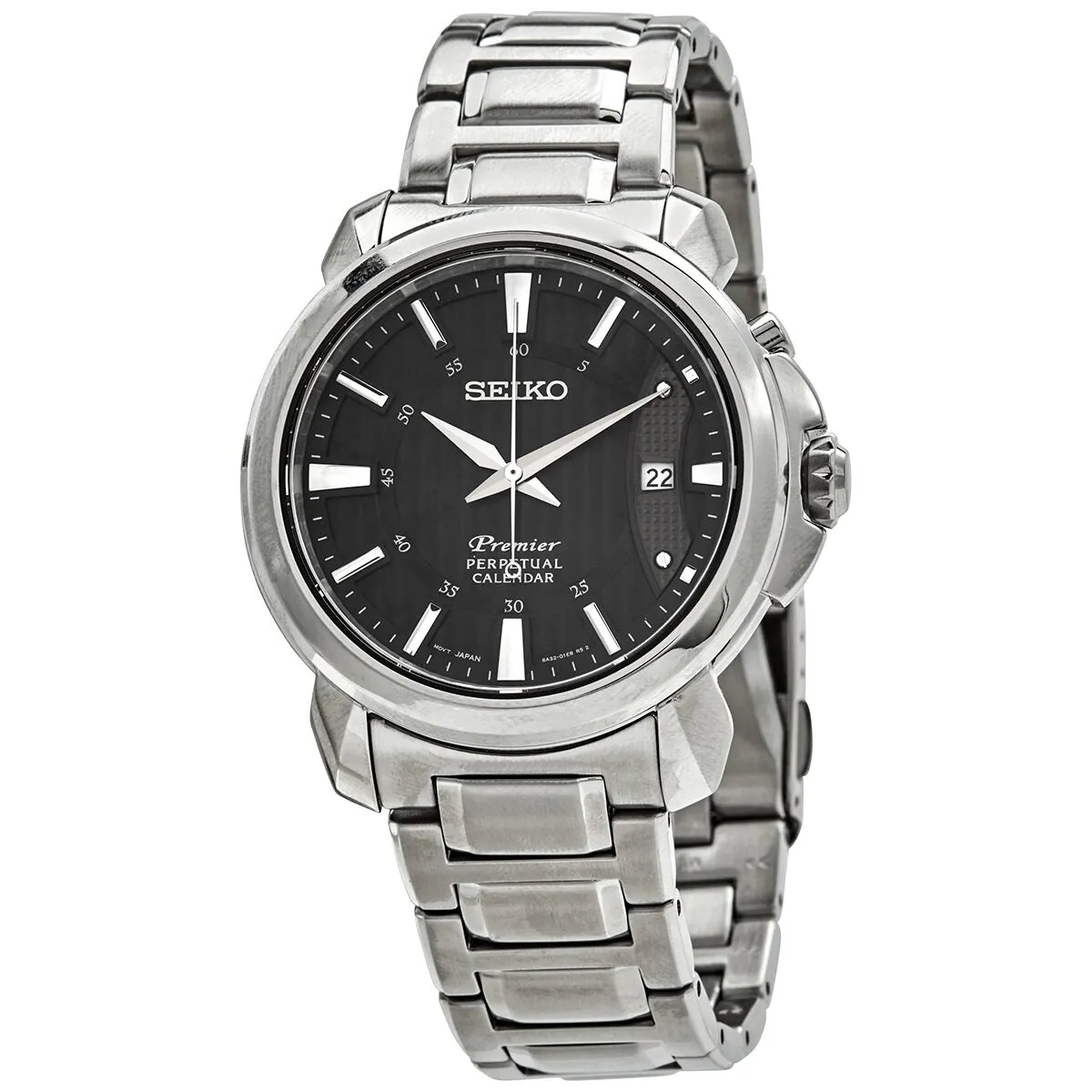 Seiko Premier Perpetual Quartz Black Dial Men's Watch SNQ159