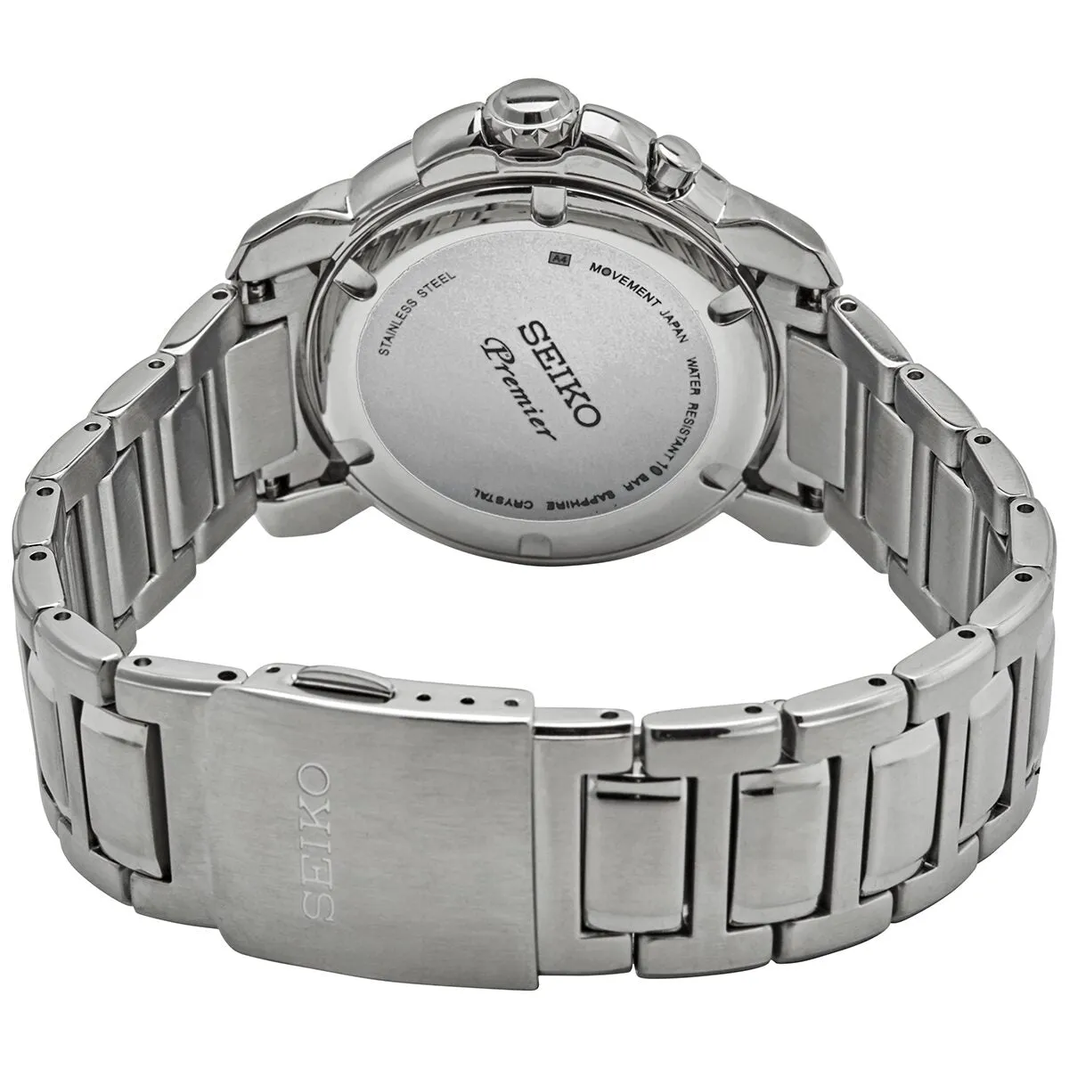 Seiko Premier Perpetual Quartz Black Dial Men's Watch SNQ159