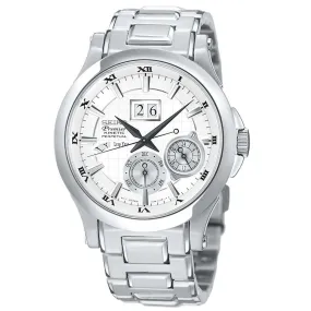 Seiko SNP001 Men's Premier Kinetic Perpetual Calendar Silver Dial Steel Bracelet Watch