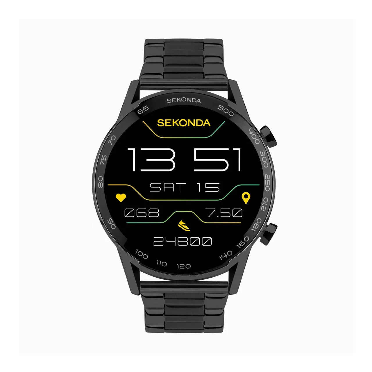 Sekonda Active Plus Smart Watch | Black Alloy Case & Stainless Steel Bracelet | 30226