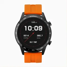 Sekonda Active Smartwatch | Black Case & Orange Silicone Strap | 1911