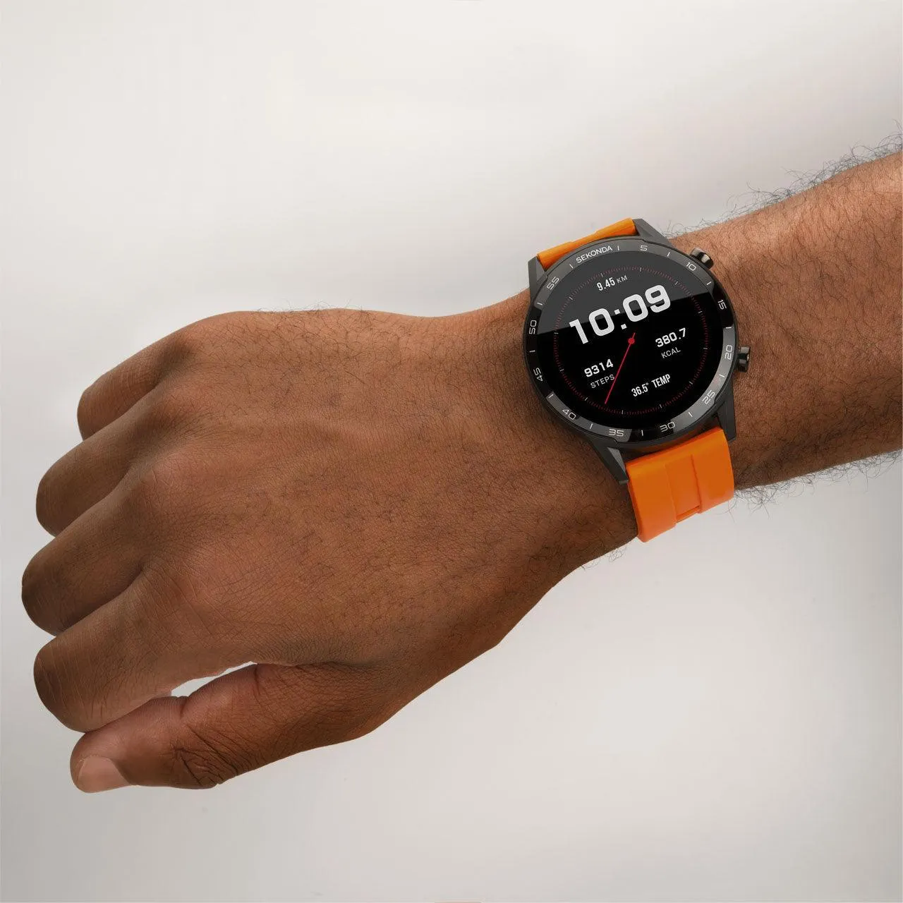 Sekonda Active Smartwatch | Black Case & Orange Silicone Strap | 1911