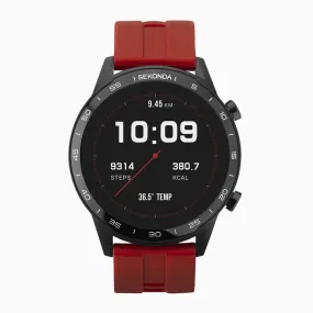 Sekonda Active Smartwatch | Black Case & Red Silicone Strap | 1910
