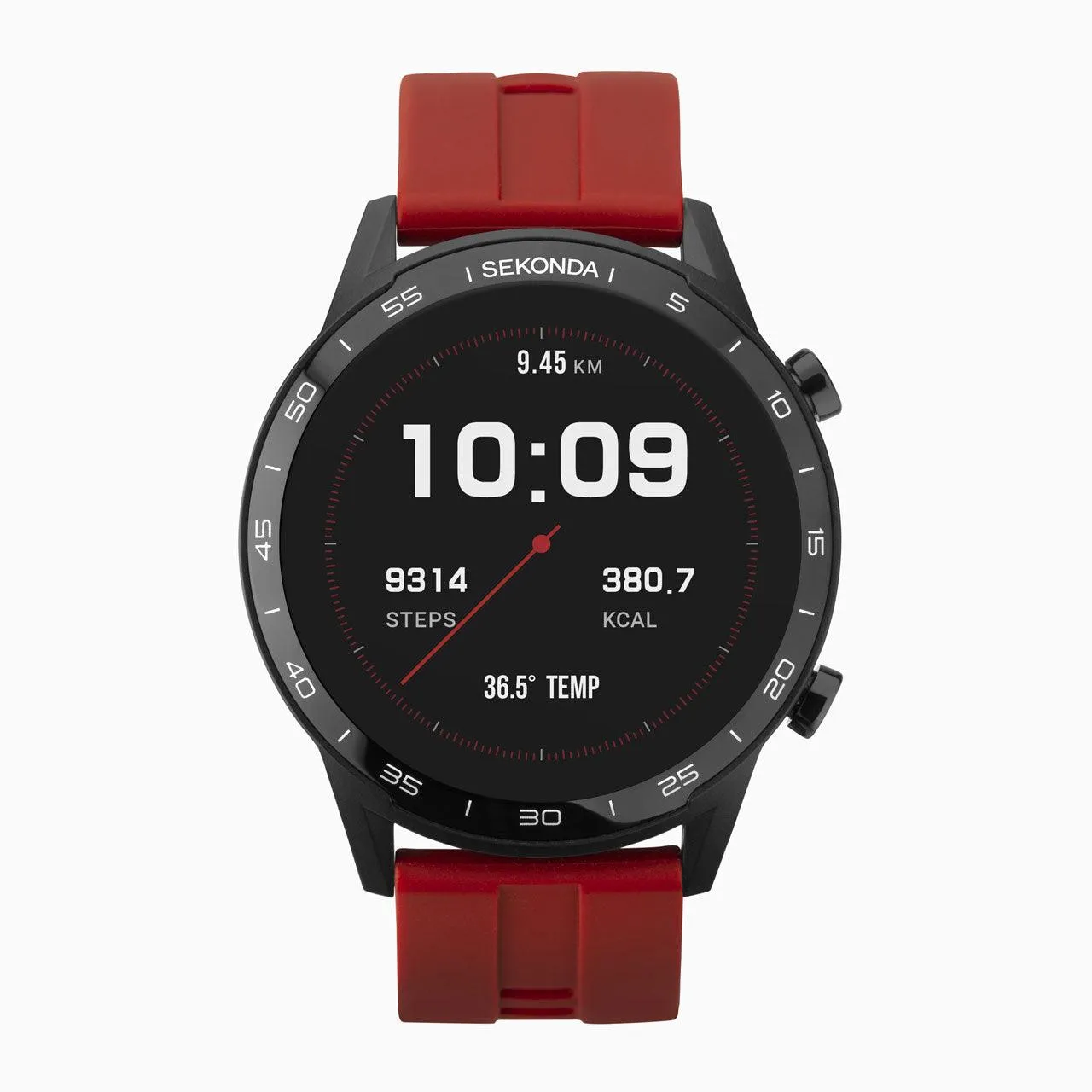 Sekonda Active Smartwatch | Black Case & Red Silicone Strap | 1910