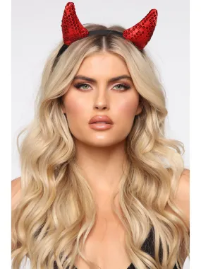 Sequin Red Devil Horns on Headband Costume Accessory