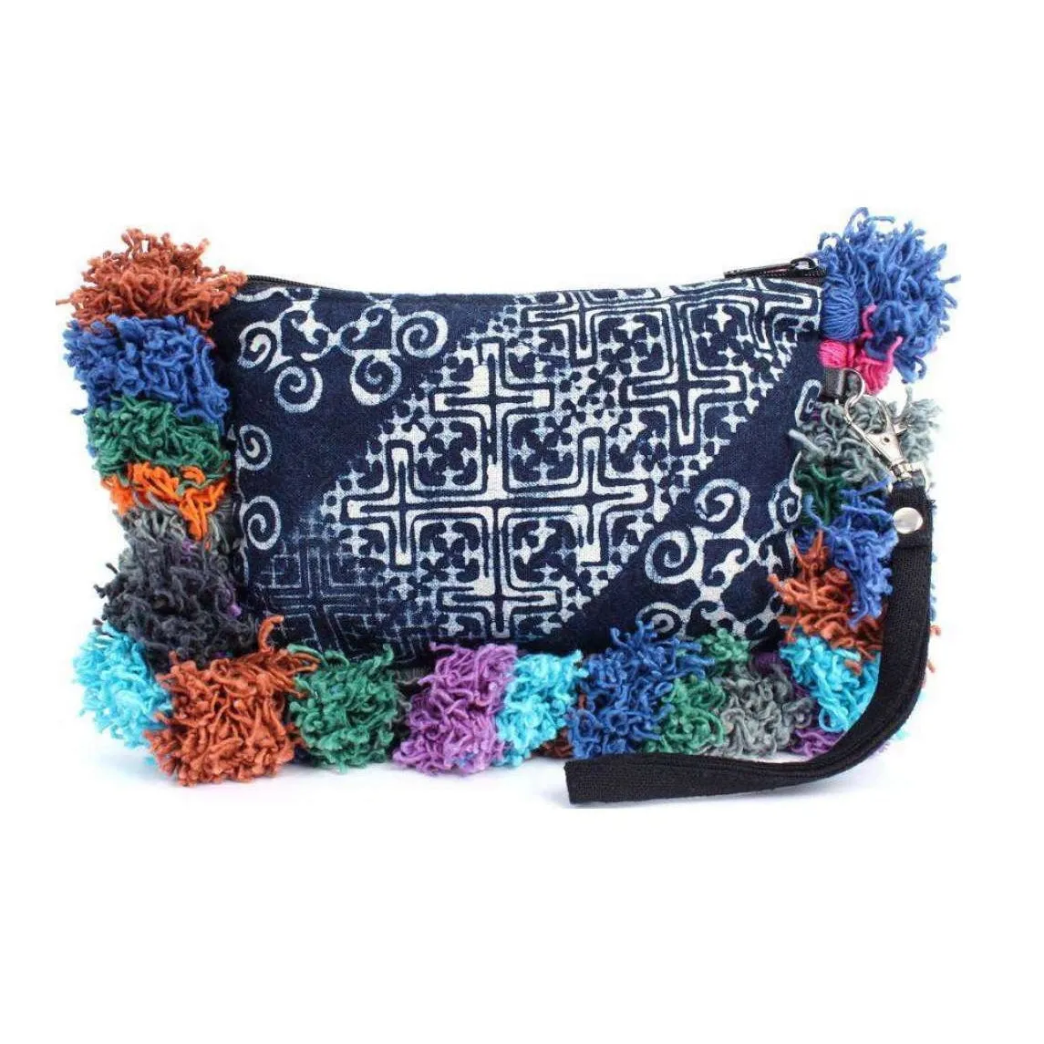 Sia Batik Bohemian Pom Pom Tassel Clutch