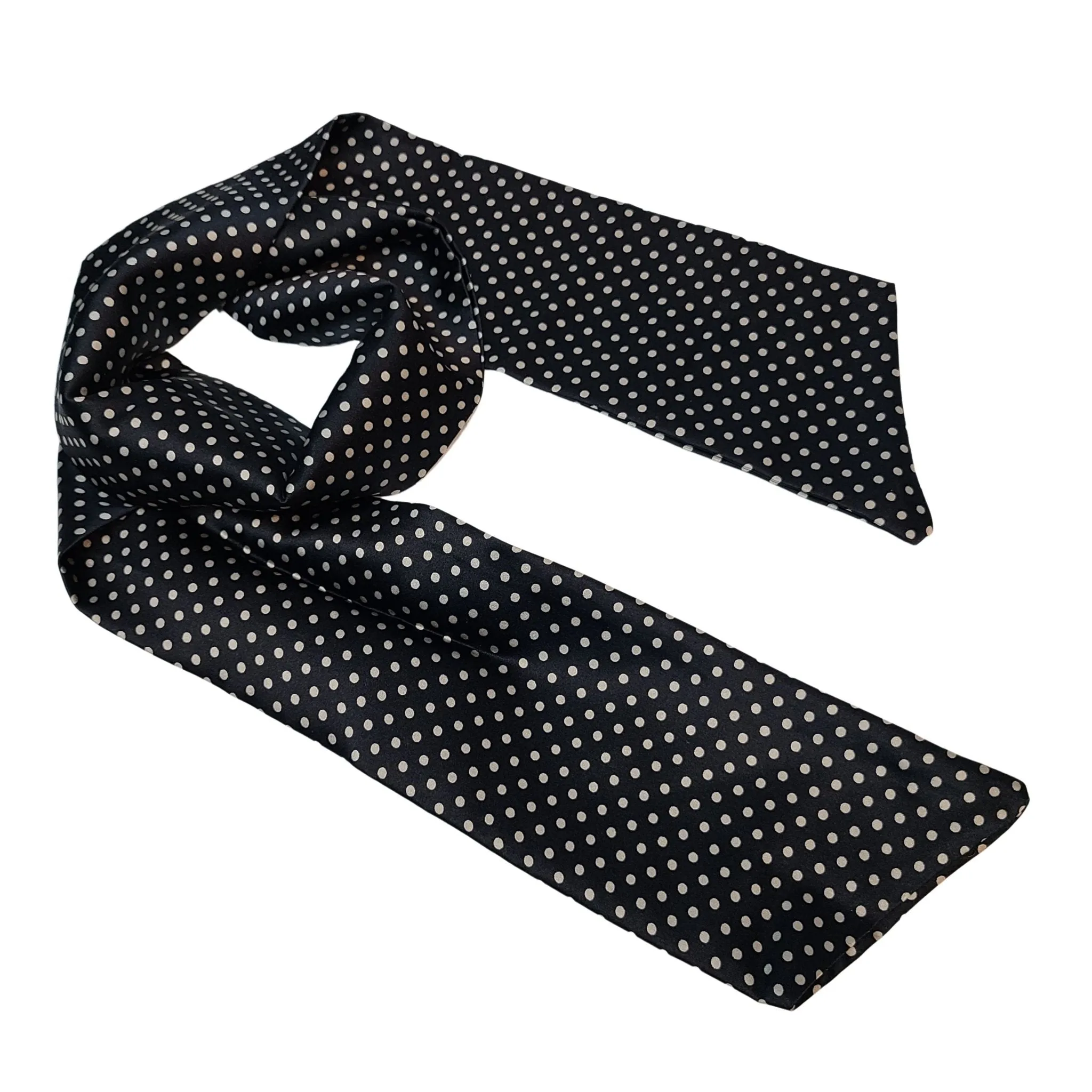 Silk Head Scarf - Black Polka Dot