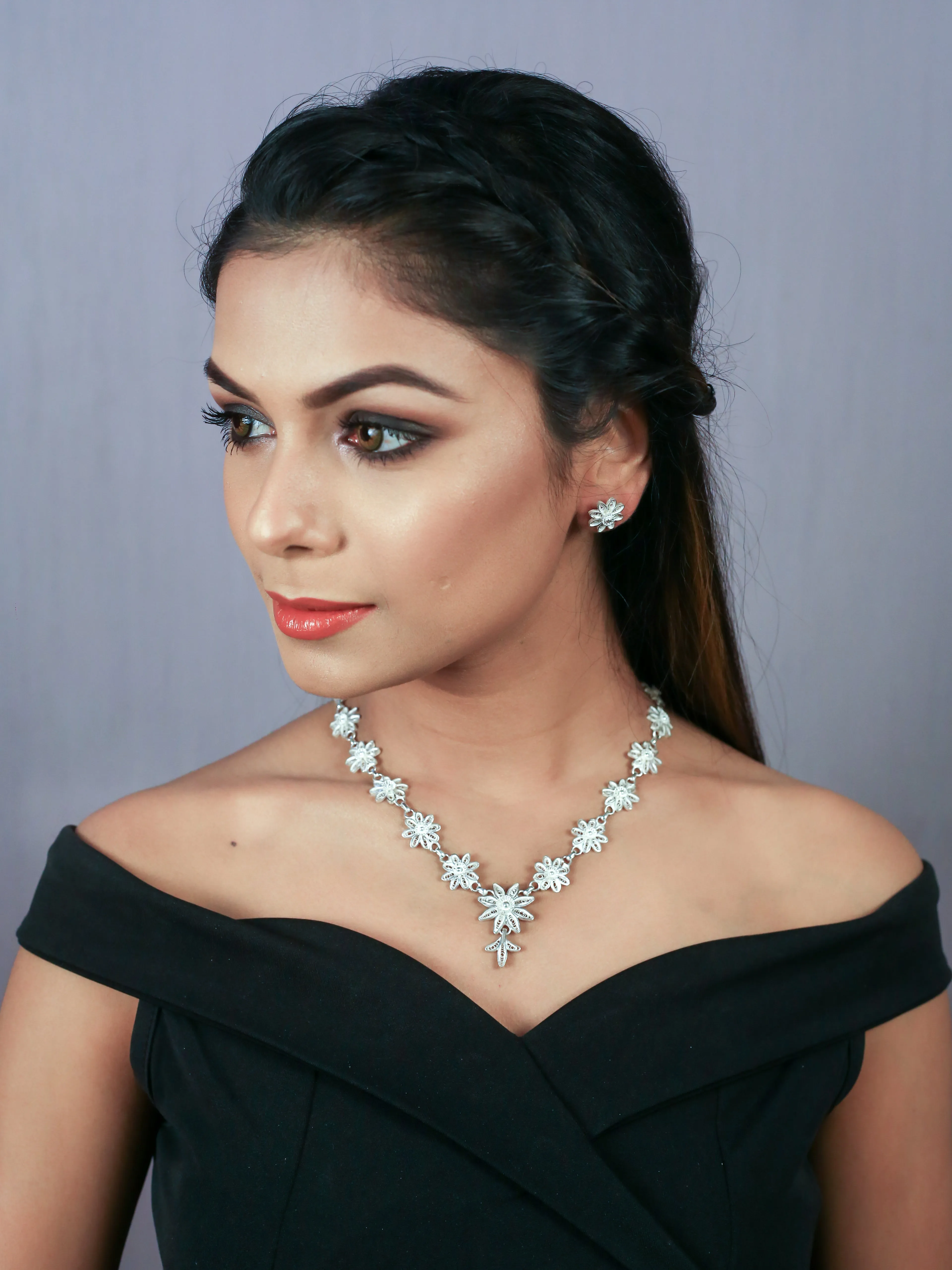 Silver Linings "Stars" Silver Filigree Handmade Necklace Set