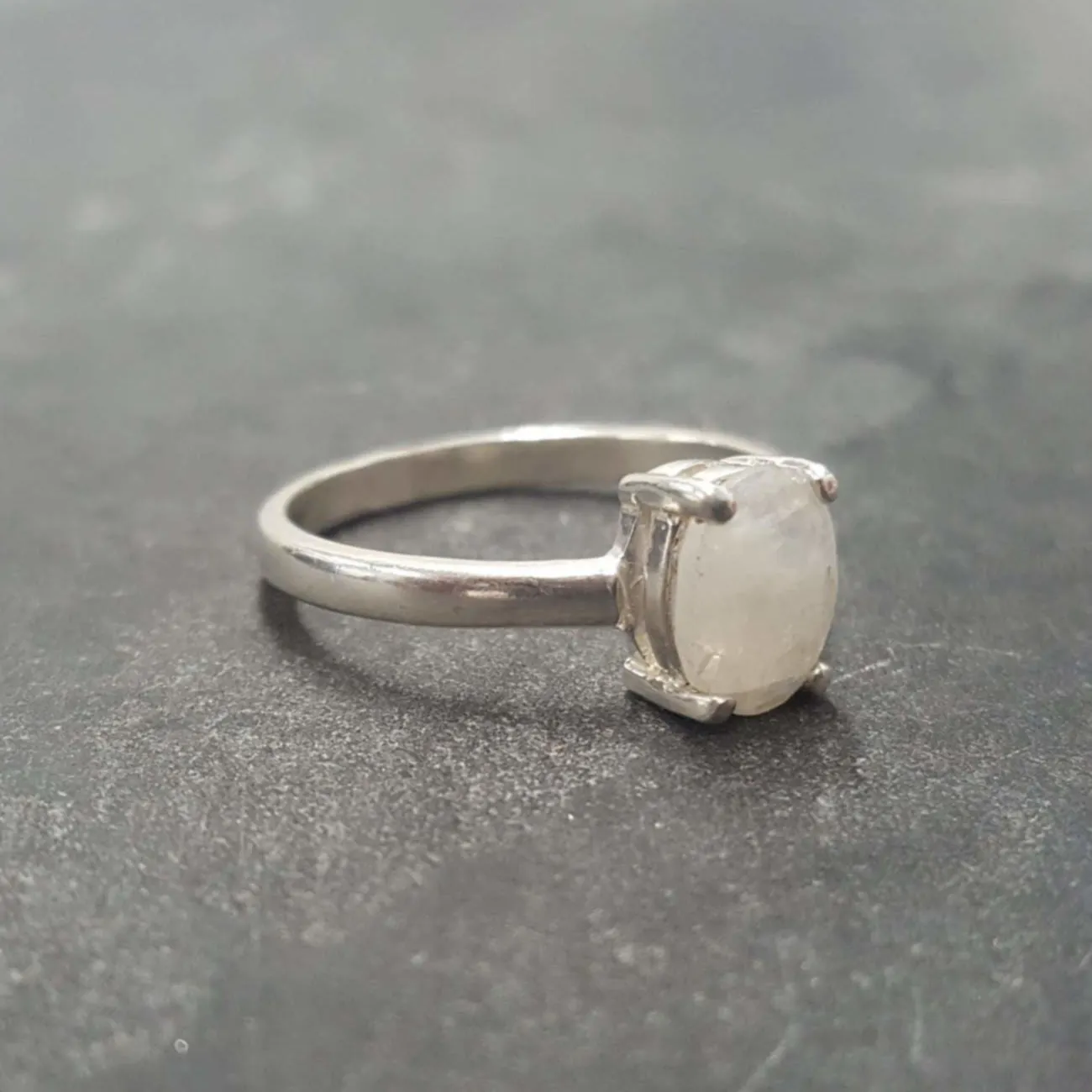 Silver Moonstone Ring - Natural Moonstone Ring - June Birthstone Ring