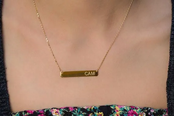 Silver or Gold Bar Necklace Initials Necklace